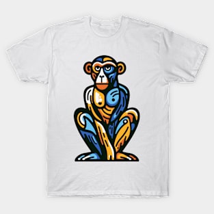 Pop art monkey illustration. cubism illustration of monkey T-Shirt